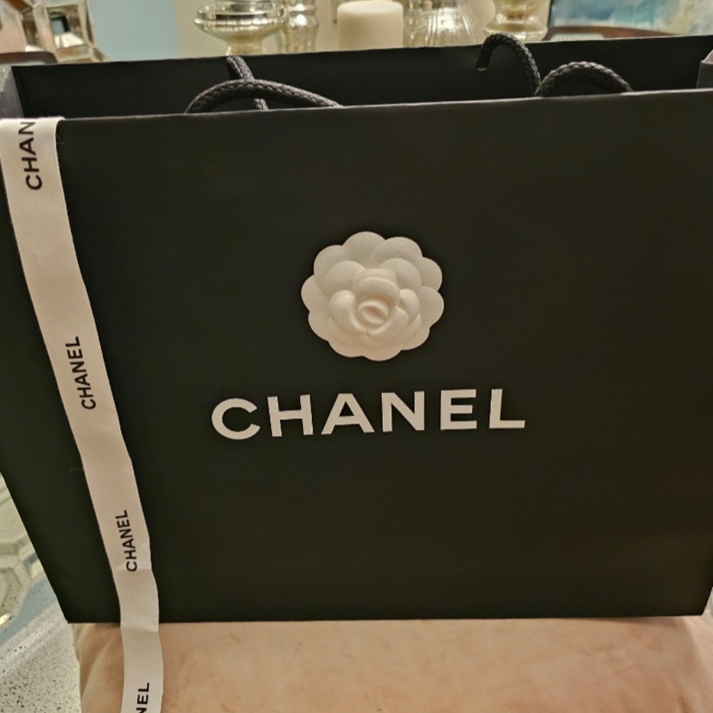 Authentic Chanel Empty Paper Gift Bag W Camellia Ribbon